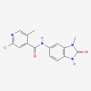 molecular formula C15H13ClN4O2 B2914335 2-Chloro-5-methyl-N-(3-methyl-2-oxo-1H-benzimidazol-5-yl)pyridine-4-carboxamide CAS No. 2418645-31-3