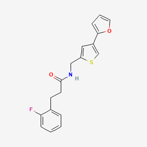 molecular formula C18H16FNO2S B2914341 3-(2-fluorophenyl)-N-{[4-(furan-2-yl)thiophen-2-yl]methyl}propanamide CAS No. 2380067-86-5