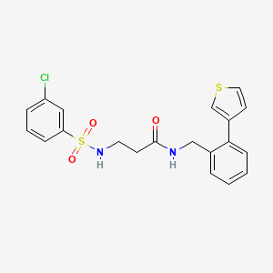 3-(3-chlorophenylsulfonamido)-N-(2-(thiophen-3-yl)benzyl)propanamide