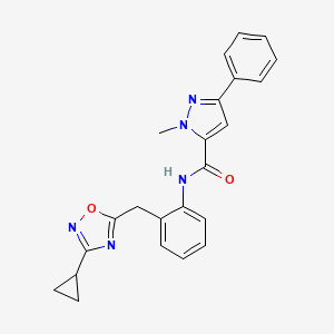 N-(2-((3-cyclopropyl-1,2,4-oxadiazol-5-yl)methyl)phenyl)-1-methyl-3-phenyl-1H-pyrazole-5-carboxamide