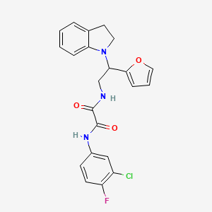 molecular formula C22H19ClFN3O3 B2914405 N1-(3-chloro-4-fluorophenyl)-N2-(2-(furan-2-yl)-2-(indolin-1-yl)ethyl)oxalamide CAS No. 906147-46-4