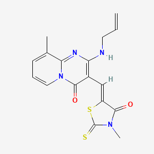 molecular formula C17H16N4O2S2 B2914406 2-(allylamino)-9-methyl-3-[(Z)-(3-methyl-4-oxo-2-thioxo-1,3-thiazolidin-5-ylidene)methyl]-4H-pyrido[1,2-a]pyrimidin-4-one CAS No. 361995-48-4