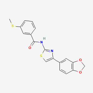 molecular formula C18H14N2O3S2 B2914412 N-(4-(benzo[d][1,3]dioxol-5-yl)thiazol-2-yl)-3-(methylthio)benzamide CAS No. 896357-60-1