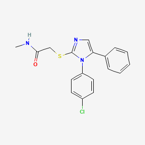 molecular formula C18H16ClN3OS B2914414 2-((1-(4-chlorophenyl)-5-phenyl-1H-imidazol-2-yl)thio)-N-methylacetamide CAS No. 1226448-25-4
