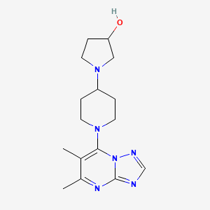 molecular formula C16H24N6O B2914416 1-[1-(5,6-Dimethyl-[1,2,4]triazolo[1,5-a]pyrimidin-7-yl)piperidin-4-yl]pyrrolidin-3-ol CAS No. 2380008-82-0