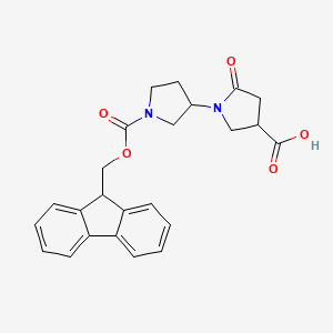 molecular formula C24H24N2O5 B2914422 1-[1-(9H-Fluoren-9-ylmethoxycarbonyl)pyrrolidin-3-yl]-5-oxopyrrolidine-3-carboxylic acid CAS No. 2127057-28-5