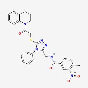 N-((5-((2-(3,4-dihydroquinolin-1(2H)-yl)-2-oxoethyl)thio)-4-phenyl-4H-1,2,4-triazol-3-yl)methyl)-4-methyl-3-nitrobenzamide