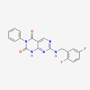 molecular formula C19H13F2N5O2 B2914430 7-((2,5-difluorobenzyl)amino)-3-phenylpyrimido[4,5-d]pyrimidine-2,4(1H,3H)-dione CAS No. 1396809-54-3