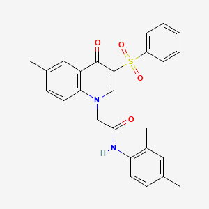 molecular formula C26H24N2O4S B2914431 2-[3-(benzenesulfonyl)-6-methyl-4-oxoquinolin-1-yl]-N-(2,4-dimethylphenyl)acetamide CAS No. 872198-84-0