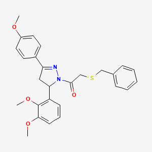 2-(benzylthio)-1-(5-(2,3-dimethoxyphenyl)-3-(4-methoxyphenyl)-4,5-dihydro-1H-pyrazol-1-yl)ethanone