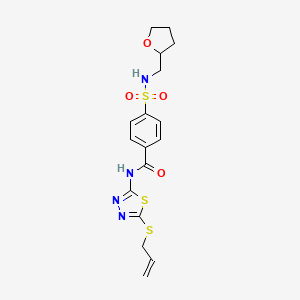 molecular formula C17H20N4O4S3 B2914434 N-[5-(allylthio)-1,3,4-thiadiazol-2-yl]-4-{[(tetrahydro-2-furanylmethyl)amino]sulfonyl}benzamide CAS No. 637326-25-1
