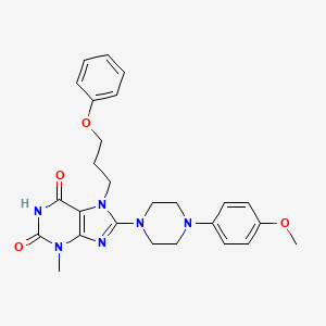 molecular formula C26H30N6O4 B2914440 8-(4-(4-methoxyphenyl)piperazin-1-yl)-3-methyl-7-(3-phenoxypropyl)-1H-purine-2,6(3H,7H)-dione CAS No. 887866-63-9