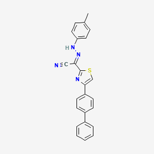 molecular formula C24H18N4S B2914441 (2E)-[4-(biphenyl-4-yl)-1,3-thiazol-2-yl][2-(4-methylphenyl)hydrazinylidene]ethanenitrile CAS No. 477188-54-8