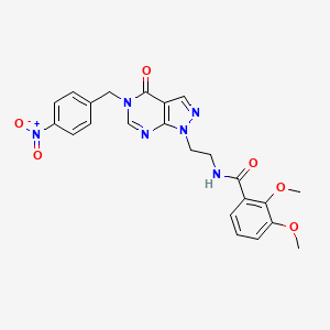 molecular formula C23H22N6O6 B2914444 2,3-dimethoxy-N-(2-(5-(4-nitrobenzyl)-4-oxo-4,5-dihydro-1H-pyrazolo[3,4-d]pyrimidin-1-yl)ethyl)benzamide CAS No. 922061-44-7
