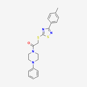 molecular formula C21H22N4OS2 B2914451 1-(4-Phenylpiperazin-1-yl)-2-((3-(p-tolyl)-1,2,4-thiadiazol-5-yl)thio)ethanone CAS No. 864916-98-3