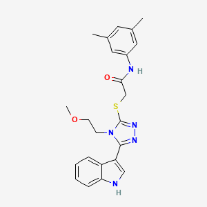 molecular formula C23H25N5O2S B2914453 2-((5-(1H-indol-3-yl)-4-(2-methoxyethyl)-4H-1,2,4-triazol-3-yl)thio)-N-(3,5-dimethylphenyl)acetamide CAS No. 852144-62-8