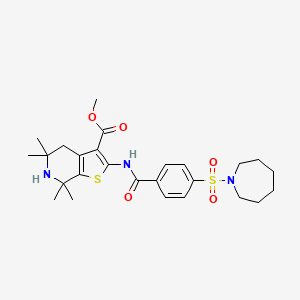 Methyl 2-[[4-(azepan-1-ylsulfonyl)benzoyl]amino]-5,5,7,7-tetramethyl-4,6-dihydrothieno[2,3-c]pyridine-3-carboxylate