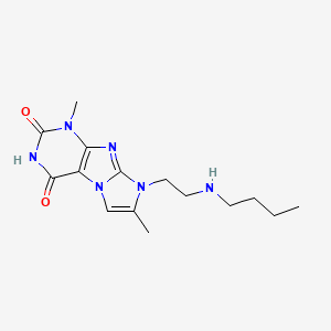molecular formula C15H22N6O2 B2914488 8-(2-(butylamino)ethyl)-1,7-dimethyl-1H-imidazo[2,1-f]purine-2,4(3H,8H)-dione CAS No. 938762-74-4
