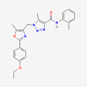 molecular formula C24H25N5O3 B2914491 1-{[2-(4-ethoxyphenyl)-5-methyl-1,3-oxazol-4-yl]methyl}-5-methyl-N-(2-methylphenyl)-1H-1,2,3-triazole-4-carboxamide CAS No. 941898-84-6