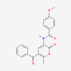 molecular formula C21H17NO5 B2914495 N-(5-benzoyl-6-methyl-2-oxo-2H-pyran-3-yl)-4-methoxybenzenecarboxamide CAS No. 338404-96-9