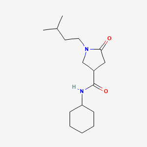 molecular formula C16H28N2O2 B2914497 N-cyclohexyl-1-isopentyl-5-oxopyrrolidine-3-carboxamide CAS No. 906147-36-2