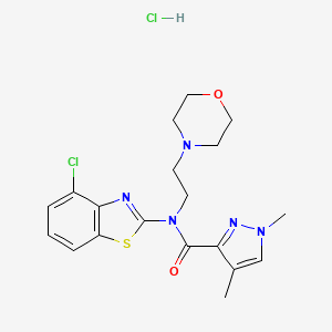 molecular formula C19H23Cl2N5O2S B2914500 N-(4-chlorobenzo[d]thiazol-2-yl)-1,4-dimethyl-N-(2-morpholinoethyl)-1H-pyrazole-3-carboxamide hydrochloride CAS No. 1351615-50-3