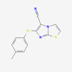 molecular formula C13H9N3S2 B2914504 6-[(4-Methylphenyl)sulfanyl]imidazo[2,1-b][1,3]thiazole-5-carbonitrile CAS No. 303996-48-7