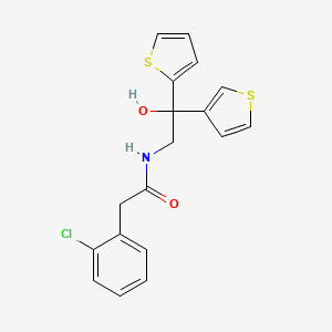molecular formula C18H16ClNO2S2 B2914507 2-(2-chlorophenyl)-N-(2-hydroxy-2-(thiophen-2-yl)-2-(thiophen-3-yl)ethyl)acetamide CAS No. 2034634-88-1