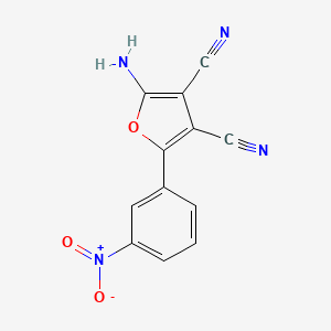 molecular formula C12H6N4O3 B2914509 2-Amino-5-(3-nitrophenyl)furan-3,4-dicarbonitrile CAS No. 213836-68-1