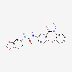 molecular formula C23H19N3O5 B2914522 1-(Benzo[d][1,3]dioxol-5-yl)-3-(10-ethyl-11-oxo-10,11-dihydrodibenzo[b,f][1,4]oxazepin-2-yl)urea CAS No. 1203031-57-5