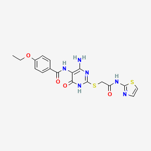 N-(4-amino-6-oxo-2-((2-oxo-2-(thiazol-2-ylamino)ethyl)thio)-1,6-dihydropyrimidin-5-yl)-4-ethoxybenzamide