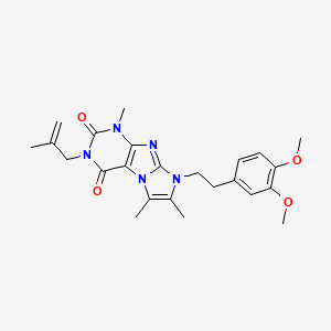 molecular formula C24H29N5O4 B2914553 6-[2-(3,4-Dimethoxyphenyl)ethyl]-4,7,8-trimethyl-2-(2-methylprop-2-enyl)purino[7,8-a]imidazole-1,3-dione CAS No. 896065-73-9