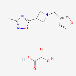 molecular formula C13H15N3O6 B2914560 5-(1-(呋喃-3-基甲基)氮杂环丁-3-基)-3-甲基-1,2,4-恶二唑草酸 CAS No. 1396851-37-8