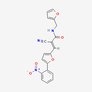 molecular formula C19H13N3O5 B2914561 (E)-2-cyano-N-(furan-2-ylmethyl)-3-(5-(2-nitrophenyl)furan-2-yl)acrylamide CAS No. 306312-29-8