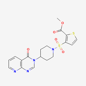 molecular formula C18H18N4O5S2 B2914566 methyl 3-((4-(4-oxopyrido[2,3-d]pyrimidin-3(4H)-yl)piperidin-1-yl)sulfonyl)thiophene-2-carboxylate CAS No. 2034225-23-3