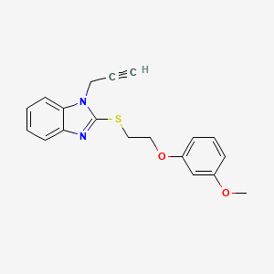 molecular formula C19H18N2O2S B2914572 1-Methoxy-3-[2-(1-prop-2-ynylbenzimidazol-2-ylthio)ethoxy]benzene CAS No. 920115-87-3