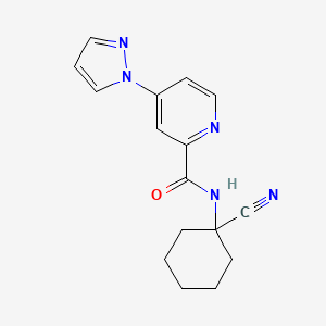 molecular formula C16H17N5O B2914578 N-(1-Cyanocyclohexyl)-4-pyrazol-1-ylpyridine-2-carboxamide CAS No. 2177175-55-0