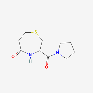 molecular formula C10H16N2O2S B2914579 3-(Pyrrolidine-1-carbonyl)-1,4-thiazepan-5-one CAS No. 1396634-54-0