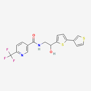 molecular formula C17H13F3N2O2S2 B2914590 N-(2-([2,3'-bithiophen]-5-yl)-2-hydroxyethyl)-6-(trifluoromethyl)nicotinamide CAS No. 2176338-50-2