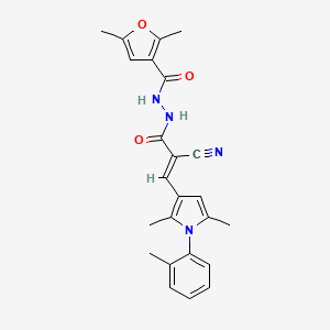 N'-[(E)-2-Cyano-3-[2,5-dimethyl-1-(2-methylphenyl)pyrrol-3-yl]prop-2-enoyl]-2,5-dimethylfuran-3-carbohydrazide