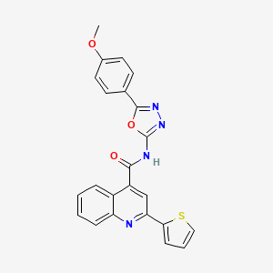 molecular formula C23H16N4O3S B2914606 N-[5-(4-methoxyphenyl)-1,3,4-oxadiazol-2-yl]-2-thiophen-2-ylquinoline-4-carboxamide CAS No. 865286-63-1
