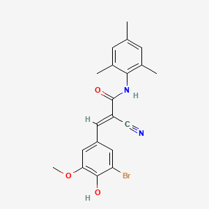 (E)-3-(3-bromo-4-hydroxy-5-methoxyphenyl)-2-cyano-N-(2,4,6-trimethylphenyl)prop-2-enamide