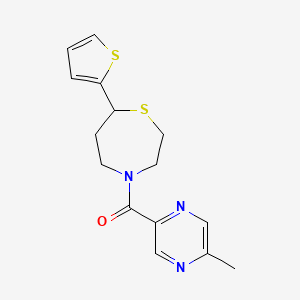 molecular formula C15H17N3OS2 B2914638 (5-Methylpyrazin-2-yl)(7-(thiophen-2-yl)-1,4-thiazepan-4-yl)methanone CAS No. 1705246-61-2