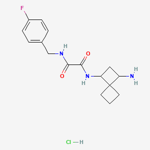 molecular formula C16H21ClFN3O2 B2914644 N'-(1-Aminospiro[3.3]heptan-3-yl)-N-[(4-fluorophenyl)methyl]oxamide;hydrochloride CAS No. 2418719-67-0
