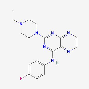 molecular formula C18H20FN7 B2914652 2-(4-ethylpiperazin-1-yl)-N-(4-fluorophenyl)pteridin-4-amine CAS No. 946347-92-8