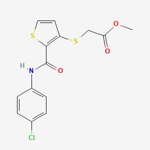 molecular formula C14H12ClNO3S2 B2914659 Methyl 2-({2-[(4-chloroanilino)carbonyl]-3-thienyl}sulfanyl)acetate CAS No. 303151-06-6