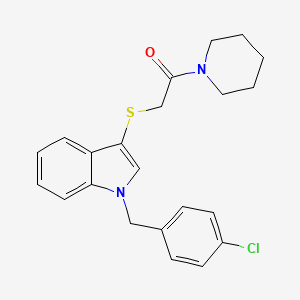 molecular formula C22H23ClN2OS B2914661 2-((1-(4-chlorobenzyl)-1H-indol-3-yl)thio)-1-(piperidin-1-yl)ethanone CAS No. 450349-34-5