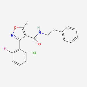 molecular formula C19H16ClFN2O2 B2914664 3-(2-chloro-6-fluorophenyl)-5-methyl-N-phenethylisoxazole-4-carboxamide CAS No. 288317-54-4