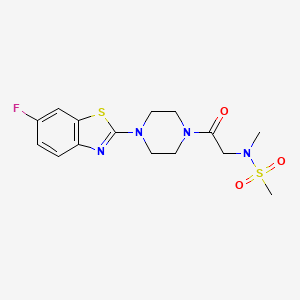 molecular formula C15H19FN4O3S2 B2914665 N-(2-(4-(6-fluorobenzo[d]thiazol-2-yl)piperazin-1-yl)-2-oxoethyl)-N-methylmethanesulfonamide CAS No. 1170006-43-5