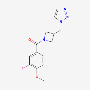 molecular formula C14H15FN4O2 B2914669 1-{[1-(3-fluoro-4-methoxybenzoyl)azetidin-3-yl]methyl}-1H-1,2,3-triazole CAS No. 2320582-80-5